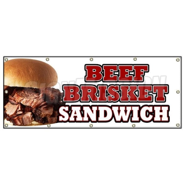 BEEF BRISKET SANDWICH BANNER SIGN slow cooked bar b que texas smoked